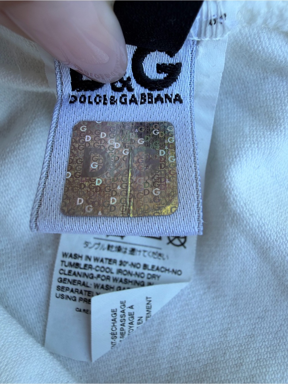Dolce & Gabbana D&G White Black Trim Ruffle Polo Top Rhinestone Buttons Cotton - Picture 10 of 15